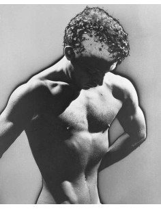 male nude nude man head down solarization half-length shot male nude