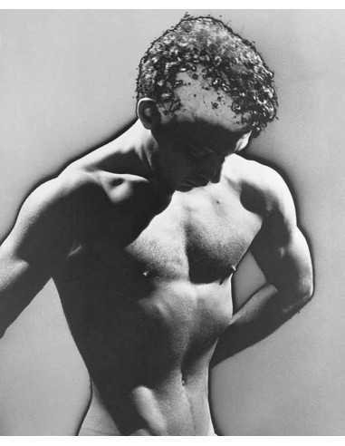 male nude nude man head down solarization half-length shot male nude