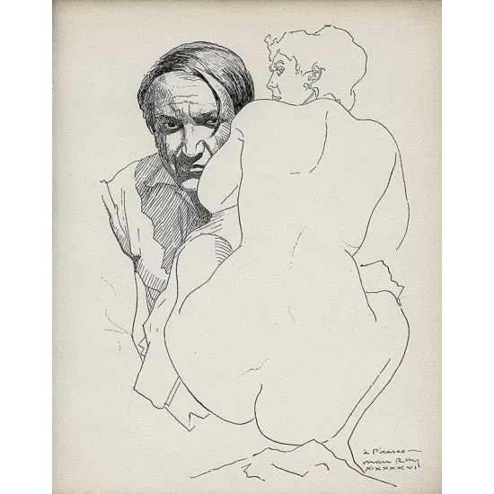 manray|Man Ray photo / TELIMAGE|Les Mains Libres, p.185 : to Picasso||Man drawing