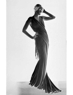 Madeleine Vionnet's pajamas (negative) model woman long white dress...